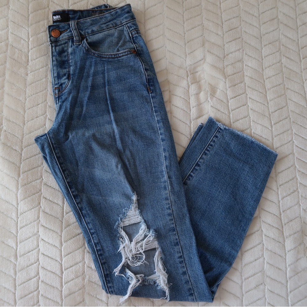 I&M Black Label high rise straight fit ripped jeans